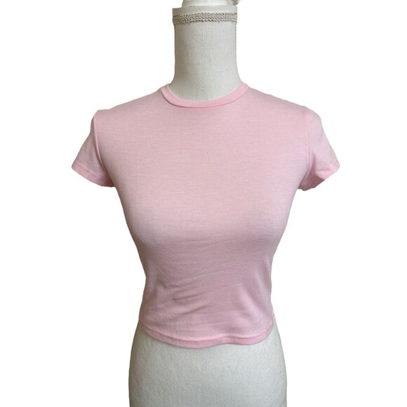 NEW Women's S Light Pink Babydoll Short Sleeve Basic Top Shirt T-Shirt - Picture 5 of 8